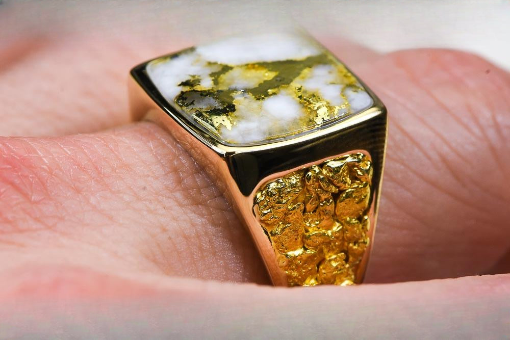 Gold Quartz Ring "Orocal" RM1004Q Genuine Hand Crafted Jewelry - 14K Gold Casting