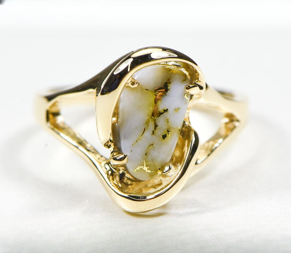 Gold Quartz Ring "Orocal" RL784SQ Genuine Hand Crafted Jewelry - 14K Gold Casting