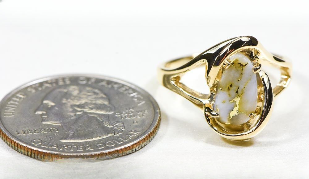 Gold Quartz Ring "Orocal" RL784SQ Genuine Hand Crafted Jewelry - 14K Gold Casting