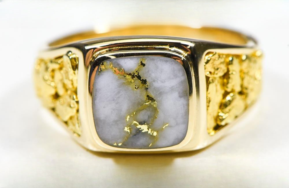 Gold Quartz Ring "Orocal" RM774NQ Genuine Hand Crafted Jewelry - 14K Gold Casting