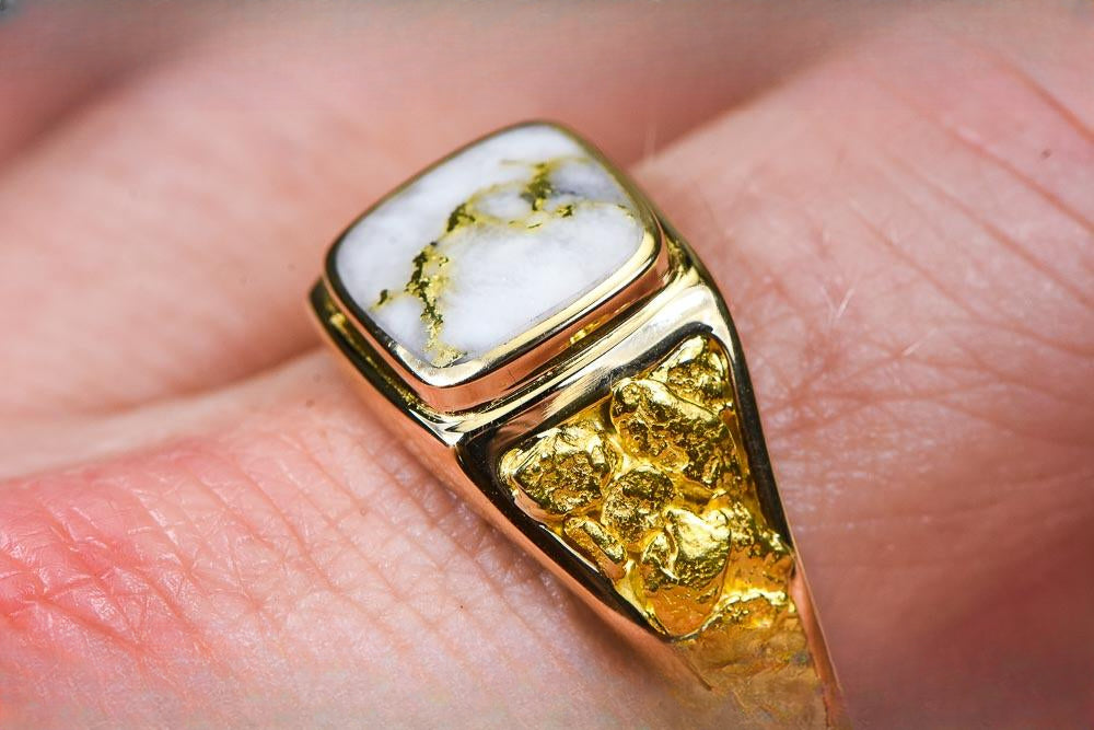 Gold Quartz Ring "Orocal" RM774NQ Genuine Hand Crafted Jewelry - 14K Gold Casting