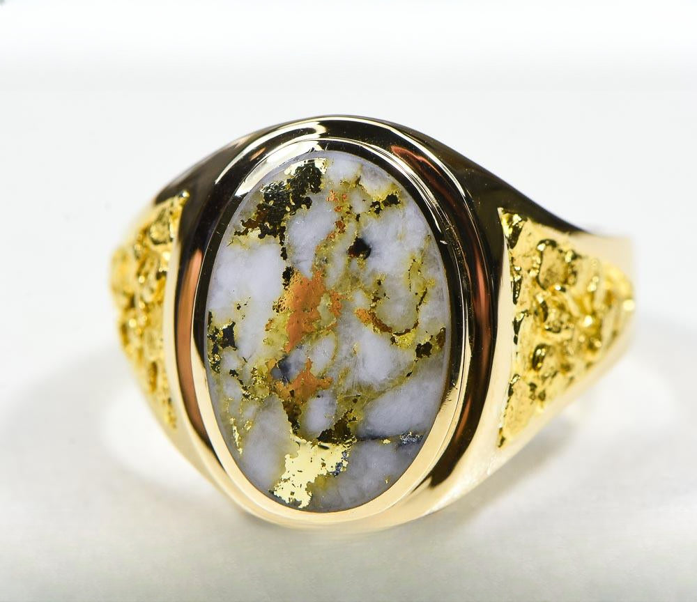 Gold Quartz Ring "Orocal" RM675Q Genuine Hand Crafted Jewelry - 14K Gold Casting
