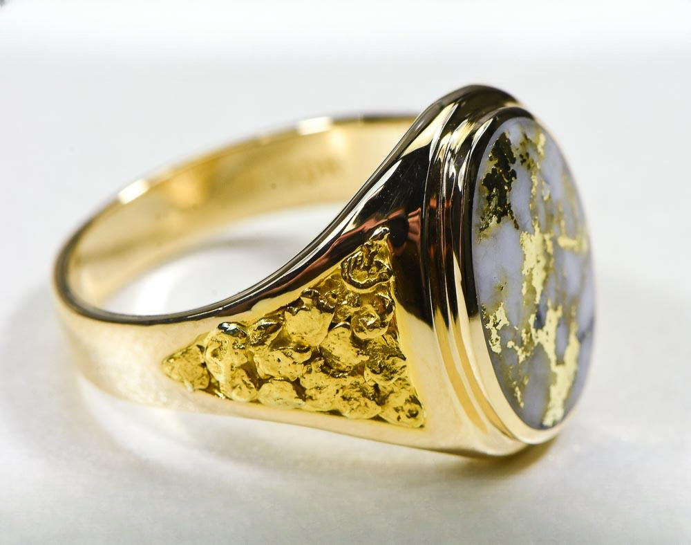 Gold Quartz Ring "Orocal" RM675Q Genuine Hand Crafted Jewelry - 14K Gold Casting