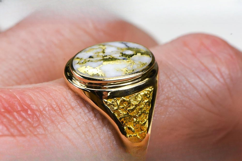 Gold Quartz Ring "Orocal" RM675Q Genuine Hand Crafted Jewelry - 14K Gold Casting
