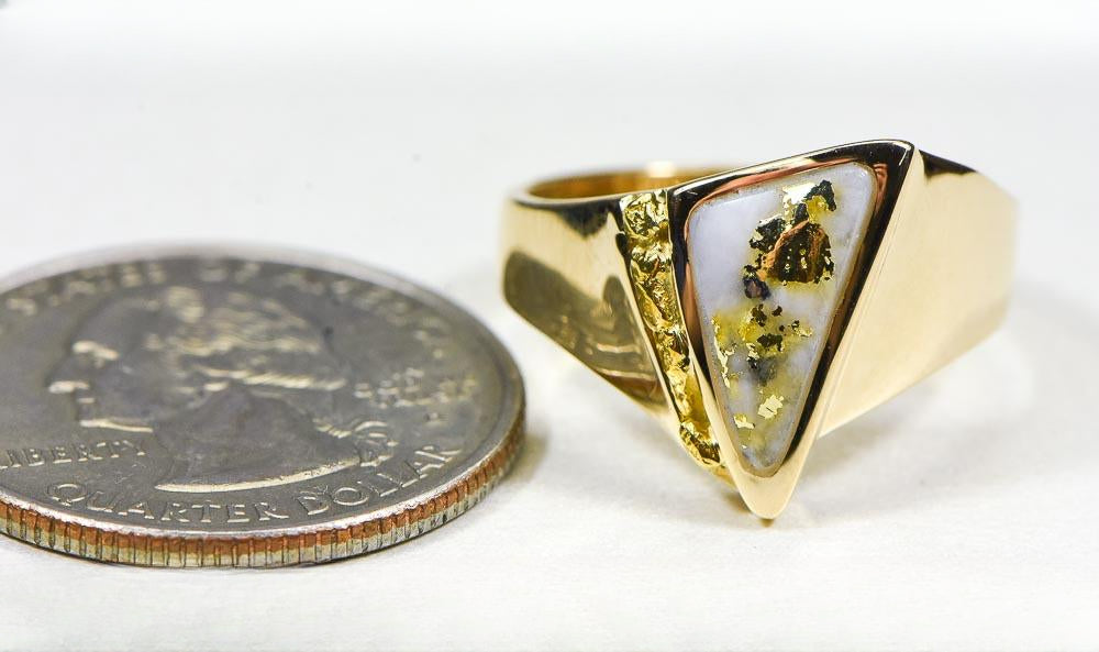 Gold Quartz Ring "Orocal" RLL1024NQ Genuine Hand Crafted Jewelry - 14K Gold Casting