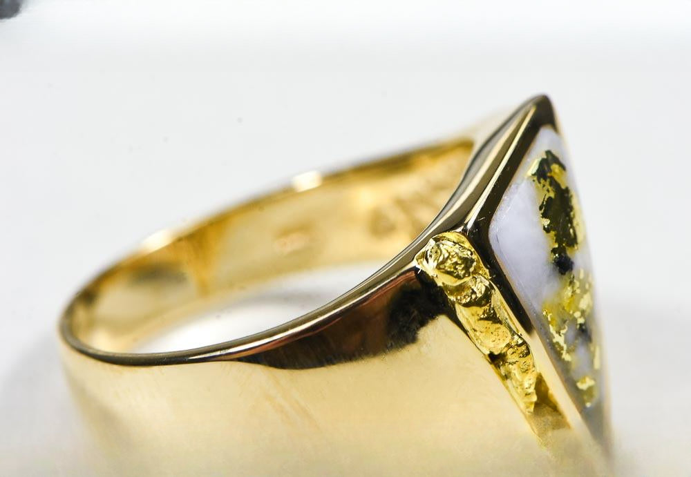 Gold Quartz Ring "Orocal" RLL1024NQ Genuine Hand Crafted Jewelry - 14K Gold Casting