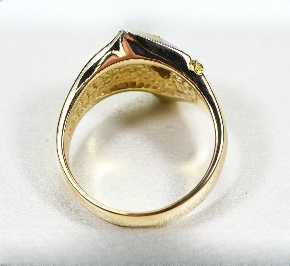 Gold Quartz Ring "Orocal" RLL1024NQ Genuine Hand Crafted Jewelry - 14K Gold Casting
