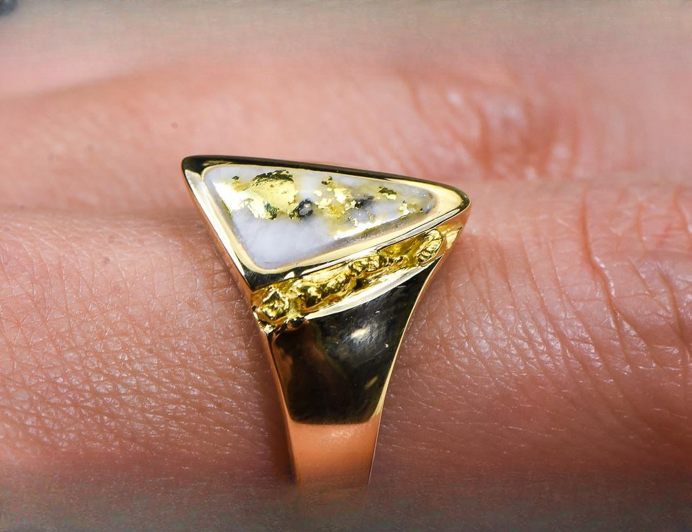 Gold Quartz Ring "Orocal" RLL1024NQ Genuine Hand Crafted Jewelry - 14K Gold Casting