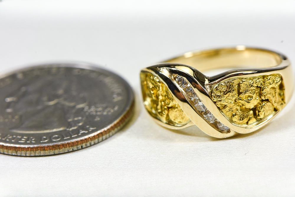 Gold Nugget Women's Ring "Orocal" RL782D15N Genuine Hand Crafted Jewelry - 14K Casting
