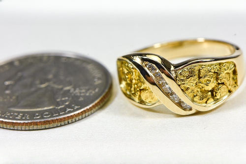 Gold Nugget Women's Ring "Orocal" RL782D15N Genuine Hand Crafted Jewelry - 14K Casting