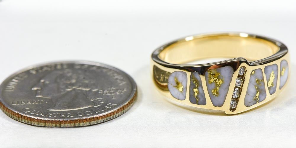 Gold Quartz Ring "Orocal" RM882D8Q Genuine Hand Crafted Jewelry - 14K Gold Casting