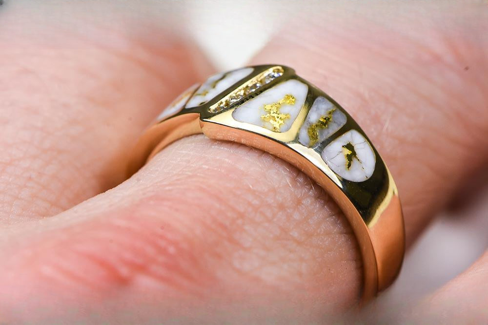 Gold Quartz Ring "Orocal" RM882D8Q Genuine Hand Crafted Jewelry - 14K Gold Casting