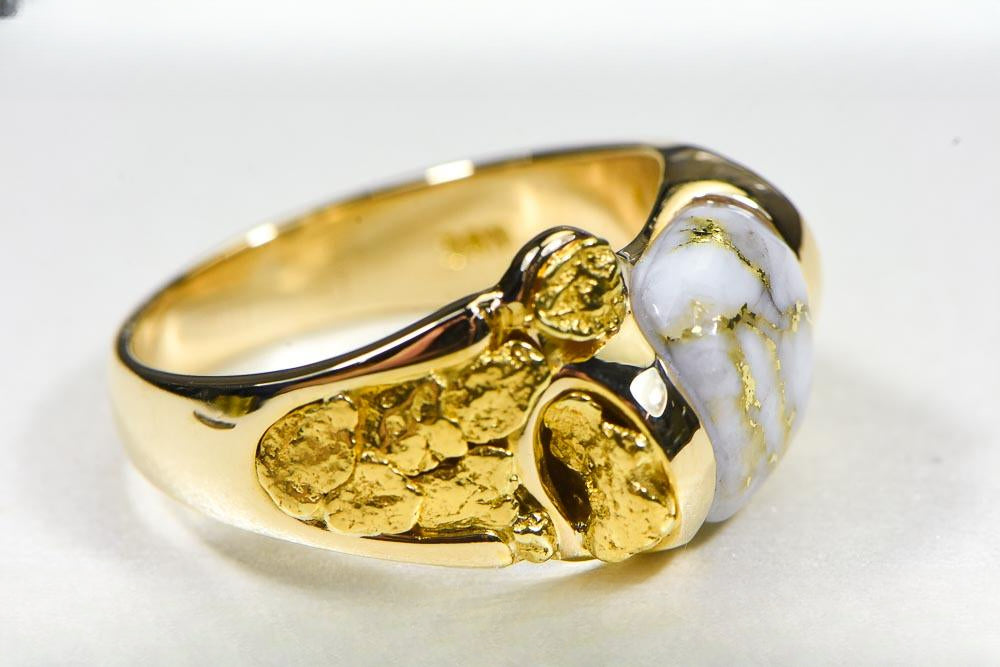 Gold Quartz Ring "Orocal" RM490Q Genuine Hand Crafted Jewelry - 14K Gold Casting