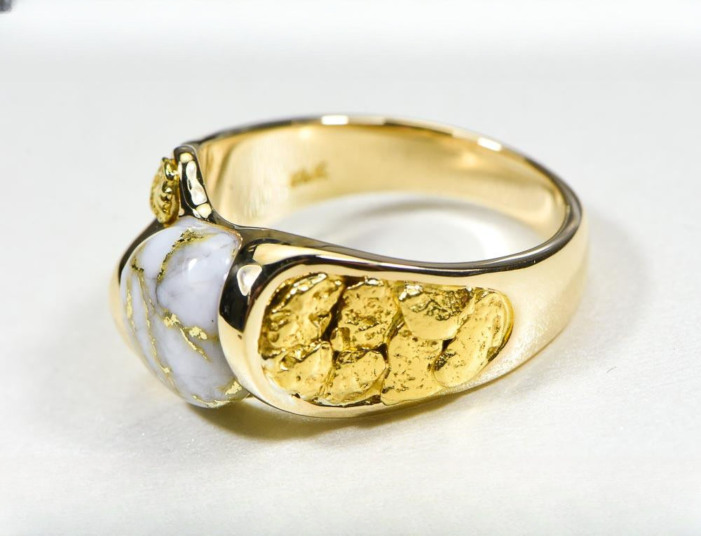 Gold Quartz Ring "Orocal" RM490Q Genuine Hand Crafted Jewelry - 14K Gold Casting