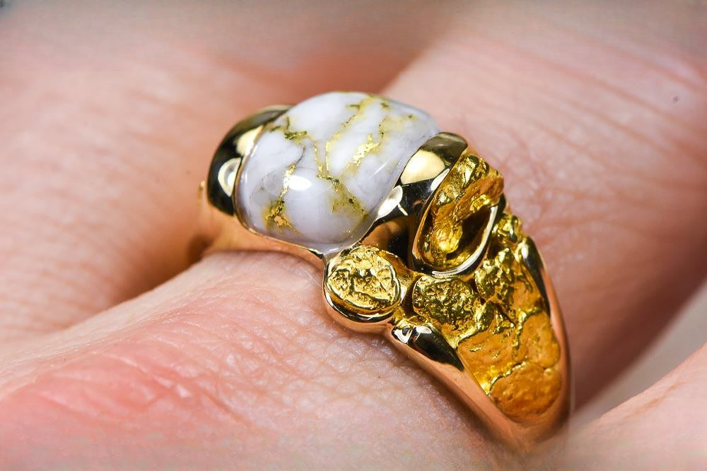 Gold Quartz Ring "Orocal" RM490Q Genuine Hand Crafted Jewelry - 14K Gold Casting