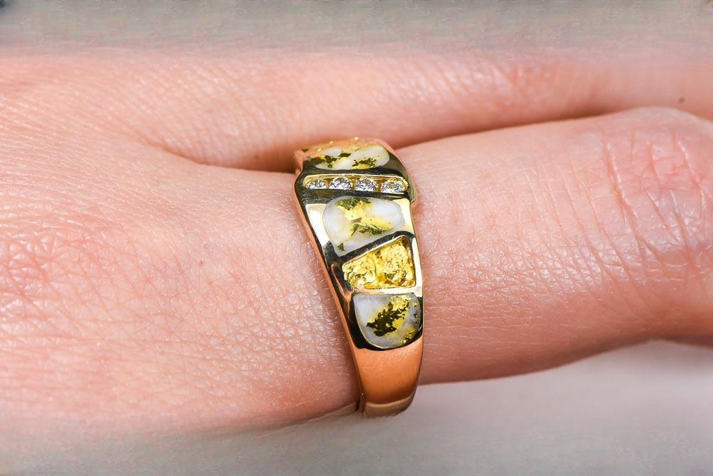 Gold Quartz Ring "Orocal" RL882D8NQ Genuine Hand Crafted Jewelry - 14K Gold Casting
