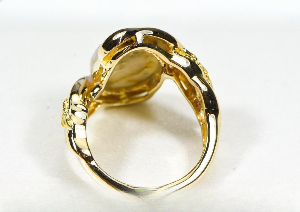 Gold Quartz Ring "Orocal" RL1002NQ Genuine Hand Crafted Jewelry - 14K Gold Casting