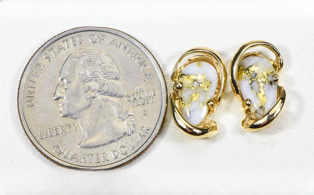 Gold Quartz Earrings "Orocal" EN784SQ Genuine Hand Crafted Jewelry - 14K Gold Casting