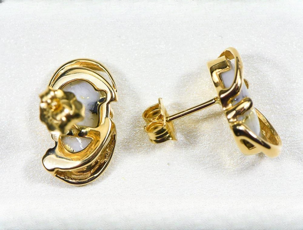 Gold Quartz Earrings "Orocal" EN784SQ Genuine Hand Crafted Jewelry - 14K Gold Casting