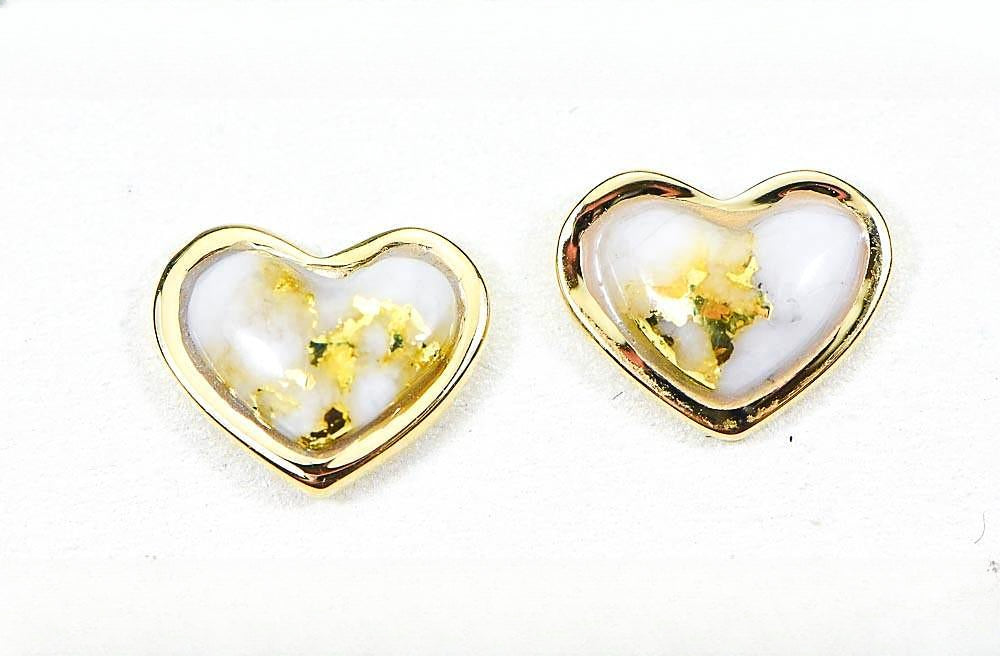 Gold Quartz Earrings "Orocal" EHE7Q Genuine Hand Crafted Jewelry - 14K Gold Casting