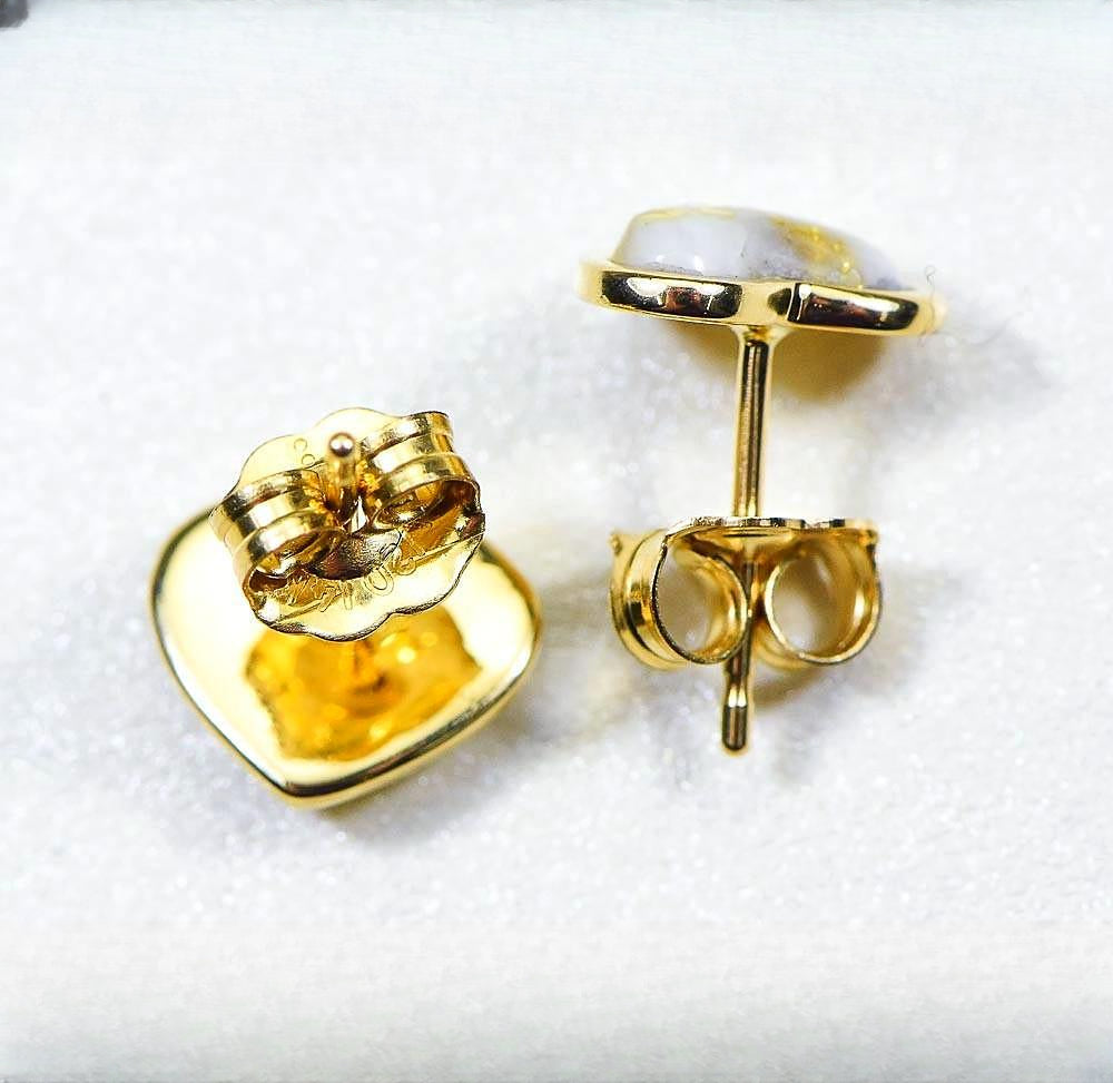 Gold Quartz Earrings "Orocal" EHE7Q Genuine Hand Crafted Jewelry - 14K Gold Casting