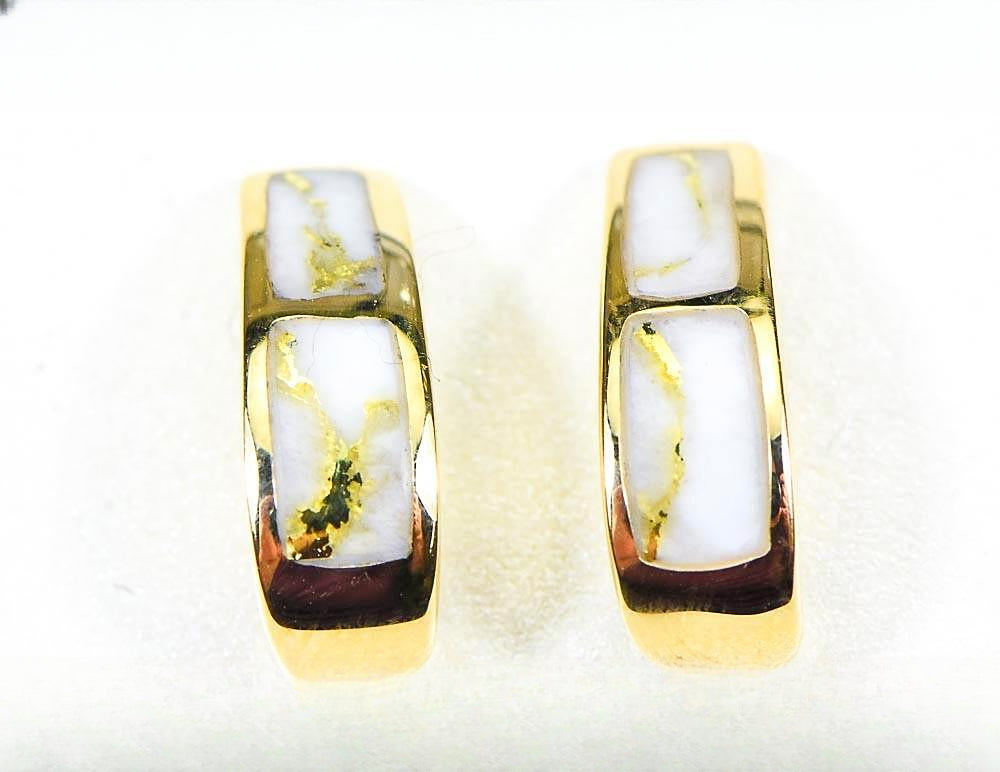 Gold Quartz Earrings "Orocal" EH41Q Genuine Hand Crafted Jewelry - 14K Gold Casting