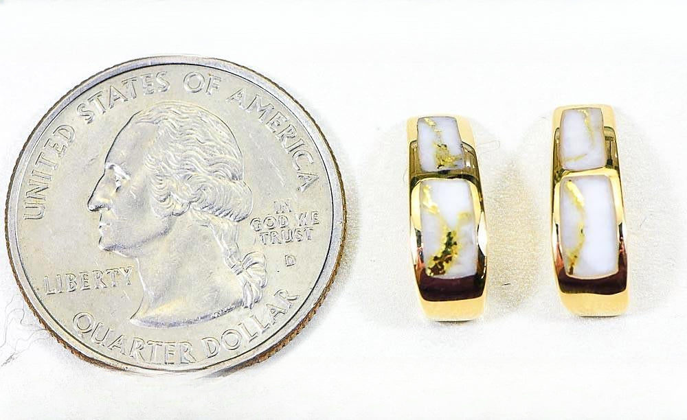 Gold Quartz Earrings "Orocal" EH41Q Genuine Hand Crafted Jewelry - 14K Gold Casting