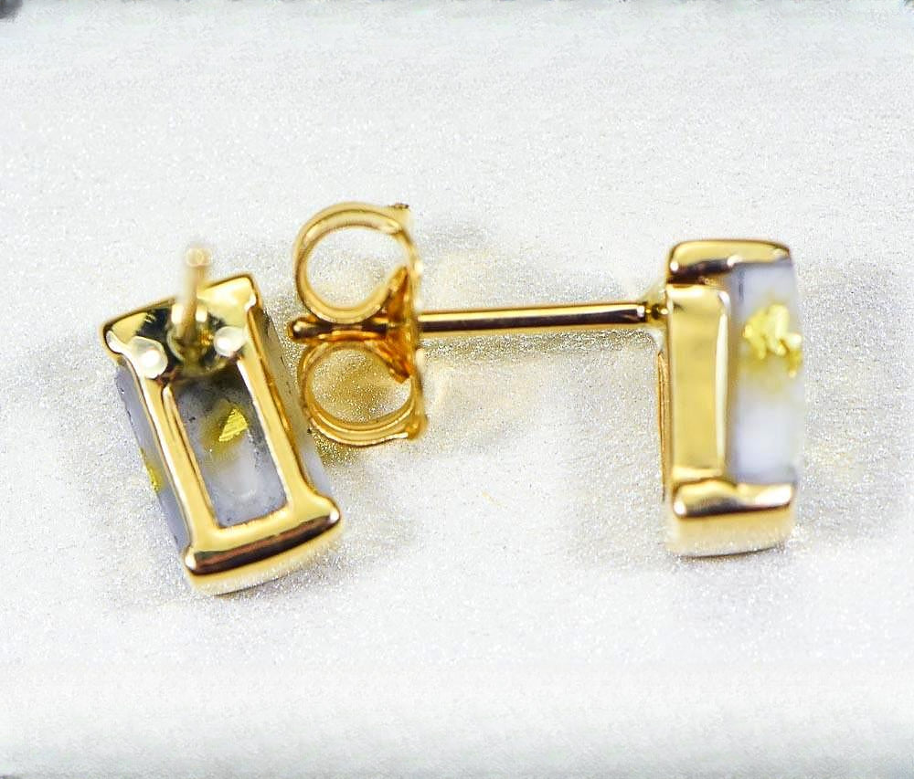 Gold Quartz Earrings "Orocal" EJ37Q Genuine Hand Crafted Jewelry - 14K Gold Casting