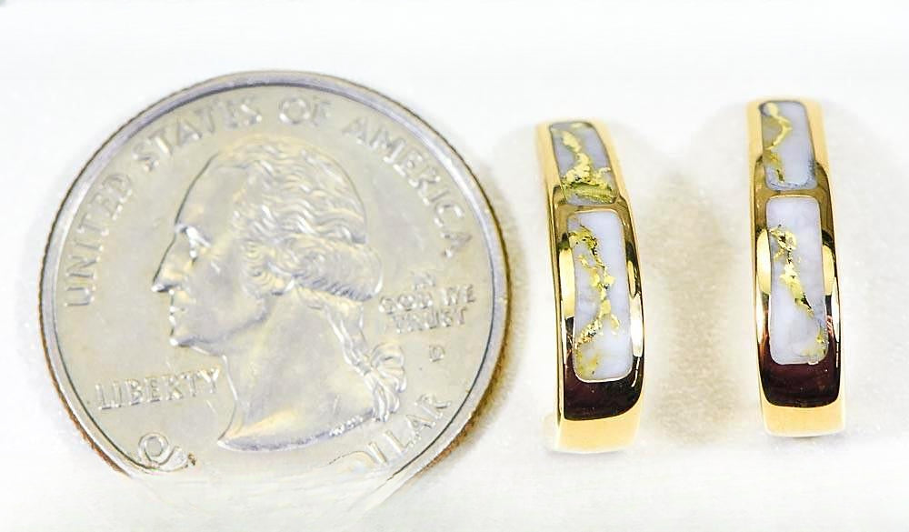 Gold Quartz Earrings "Orocal" EH36Q Genuine Hand Crafted Jewelry - 14K Gold Casting