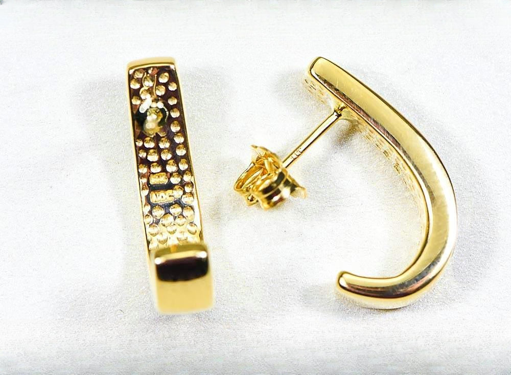 Gold Quartz Earrings "Orocal" EH36Q Genuine Hand Crafted Jewelry - 14K Gold Casting