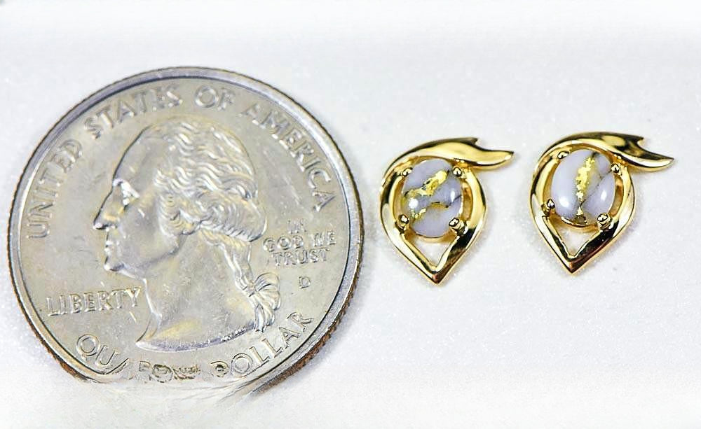 Gold Quartz Earrings "Orocal" EJ36Q Genuine Hand Crafted Jewelry - 14K Gold Casting