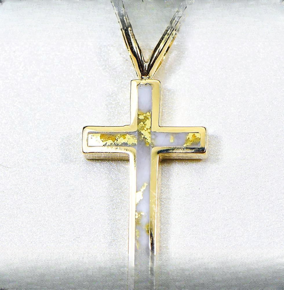 Gold Quartz Pendant "Orocal" PCR9QX Genuine Hand Crafted Jewelry - 14K Gold Casting