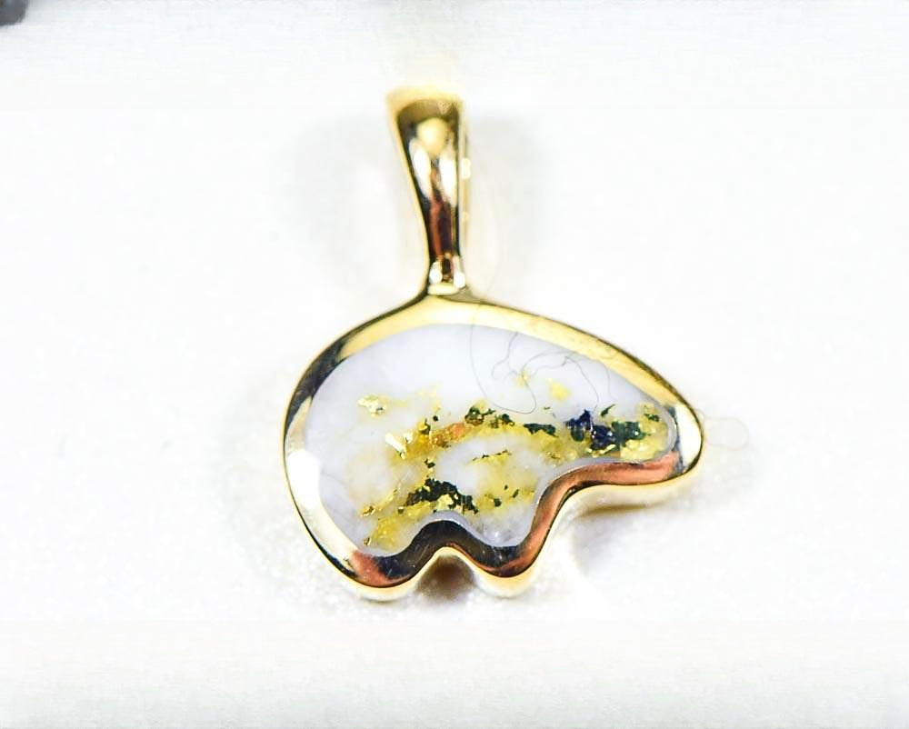 Gold Quartz Pendant Bear "Orocal" PBR1SHQX Genuine Hand Crafted Jewelry - 14K Gold Casting