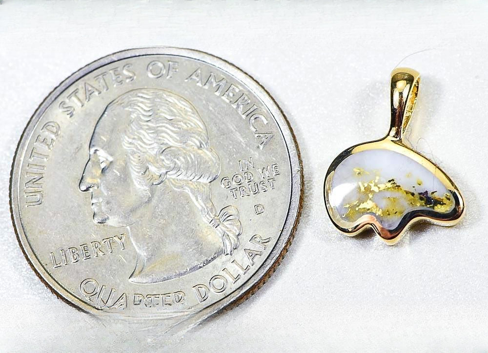 Gold Quartz Pendant Bear "Orocal" PBR1SHQX Genuine Hand Crafted Jewelry - 14K Gold Casting