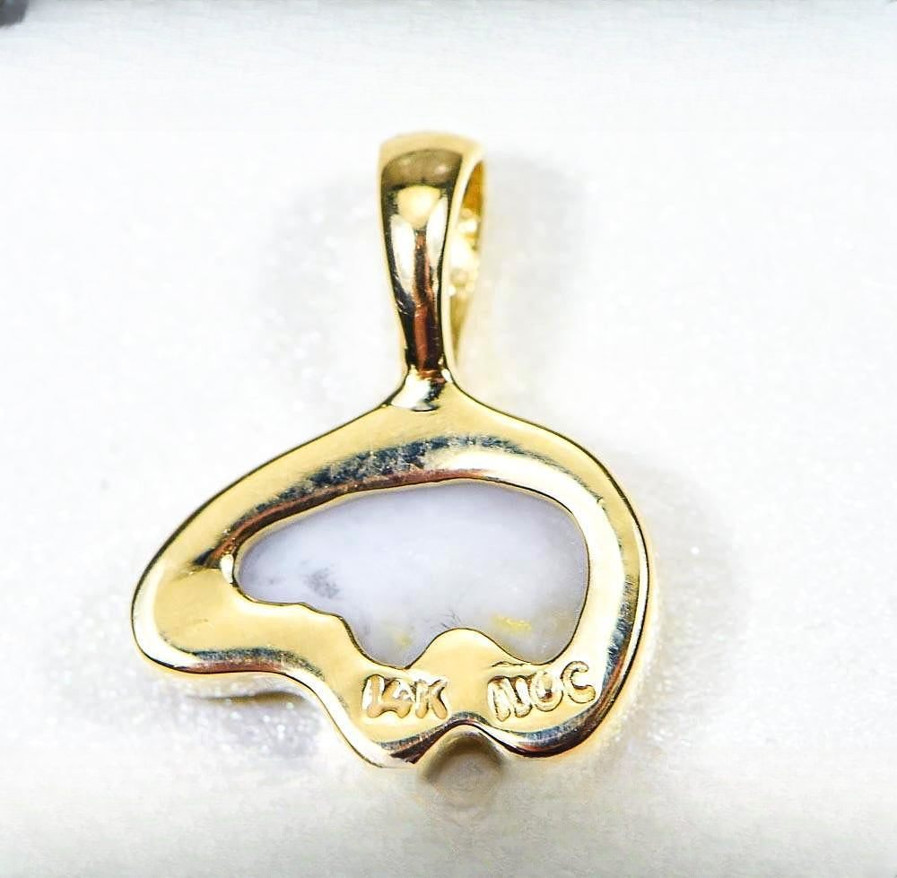 Gold Quartz Pendant Bear "Orocal" PBR1SHQX Genuine Hand Crafted Jewelry - 14K Gold Casting