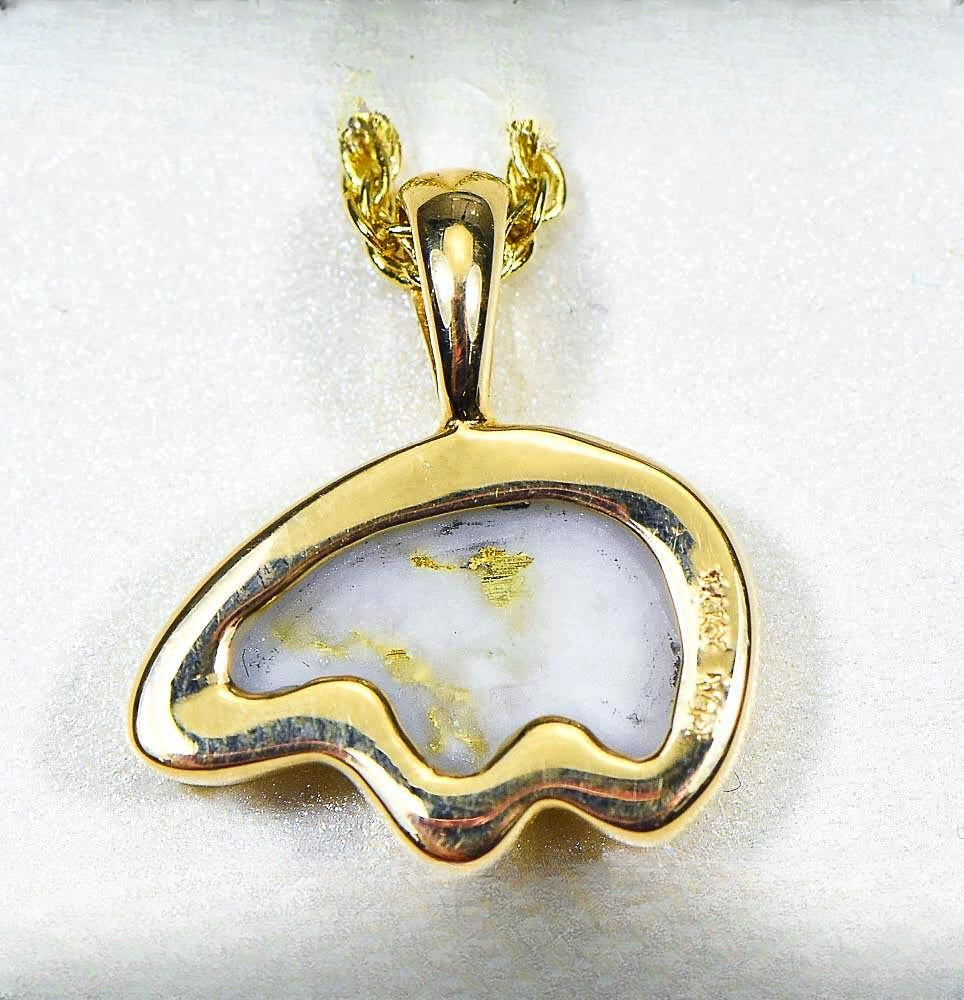 Gold Quartz Pendant Bear "Orocal" PBR1MHQX Genuine Hand Crafted Jewelry - 14K Gold Casting
