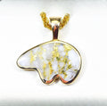 Gold Quartz Pendant Bear "Orocal" PBR1XLHQX Genuine Hand Crafted Jewelry - 14K Gold Casting