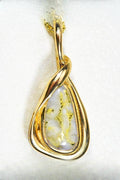 Gold Quartz Pendant "Orocal" PN822QX Genuine Hand Crafted Jewelry - 14K Gold Yellow Gold Casting