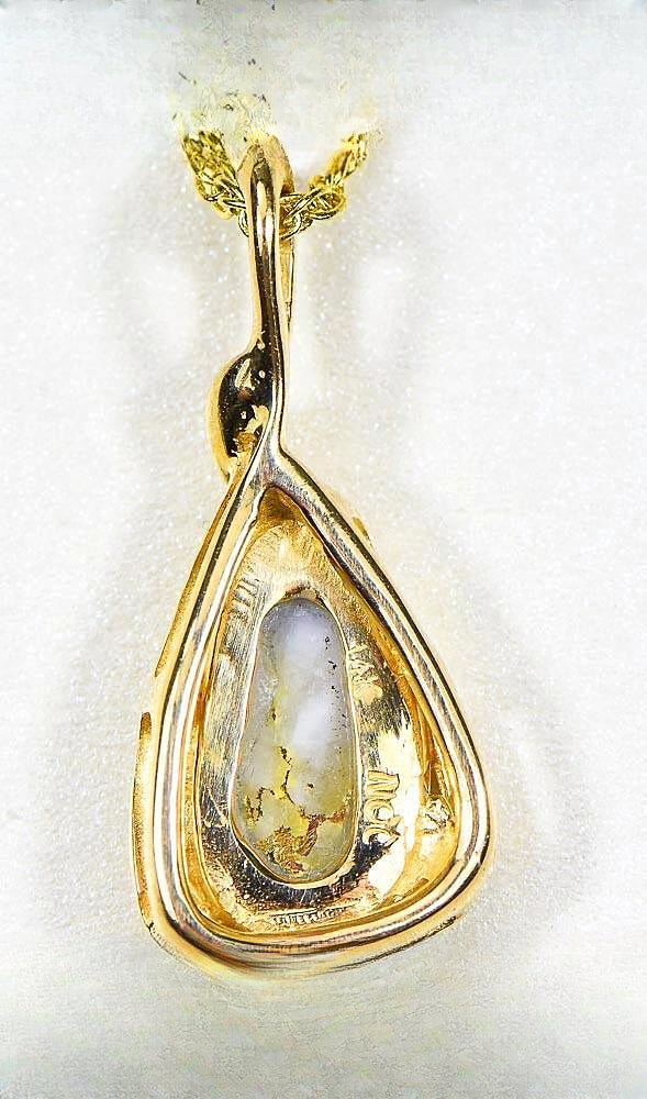 Gold Quartz Pendant "Orocal" PN822QX Genuine Hand Crafted Jewelry - 14K Gold Yellow Gold Casting