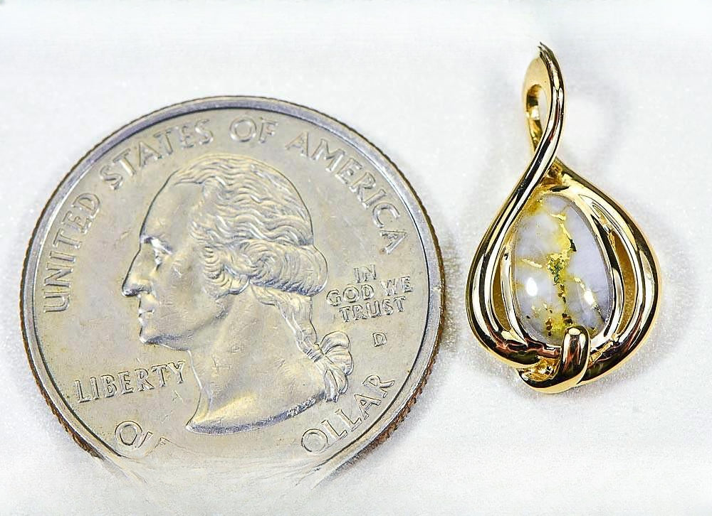 Gold Quartz Pendant "Orocal" PN825QX Genuine Hand Crafted Jewelry - 14K Gold Yellow Gold Casting