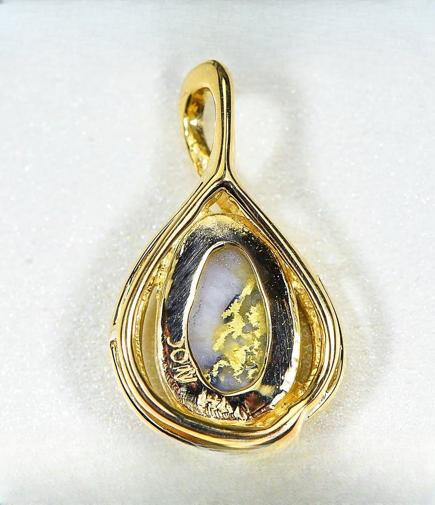 Gold Quartz Pendant "Orocal" PN825QX Genuine Hand Crafted Jewelry - 14K Gold Yellow Gold Casting