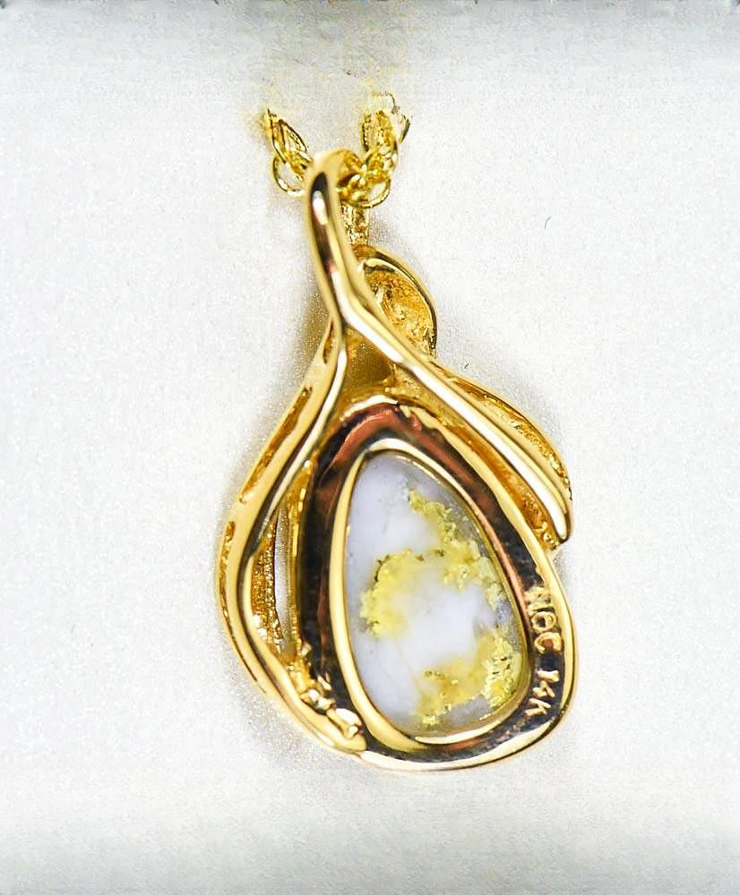 Gold Quartz Pendant "Orocal" PN826QX Genuine Hand Crafted Jewelry - 14K Gold Yellow Gold Casting