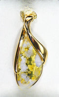 Gold Quartz Pendant "Orocal" PN827QX Genuine Hand Crafted Jewelry - 14K Gold Yellow Gold Casting
