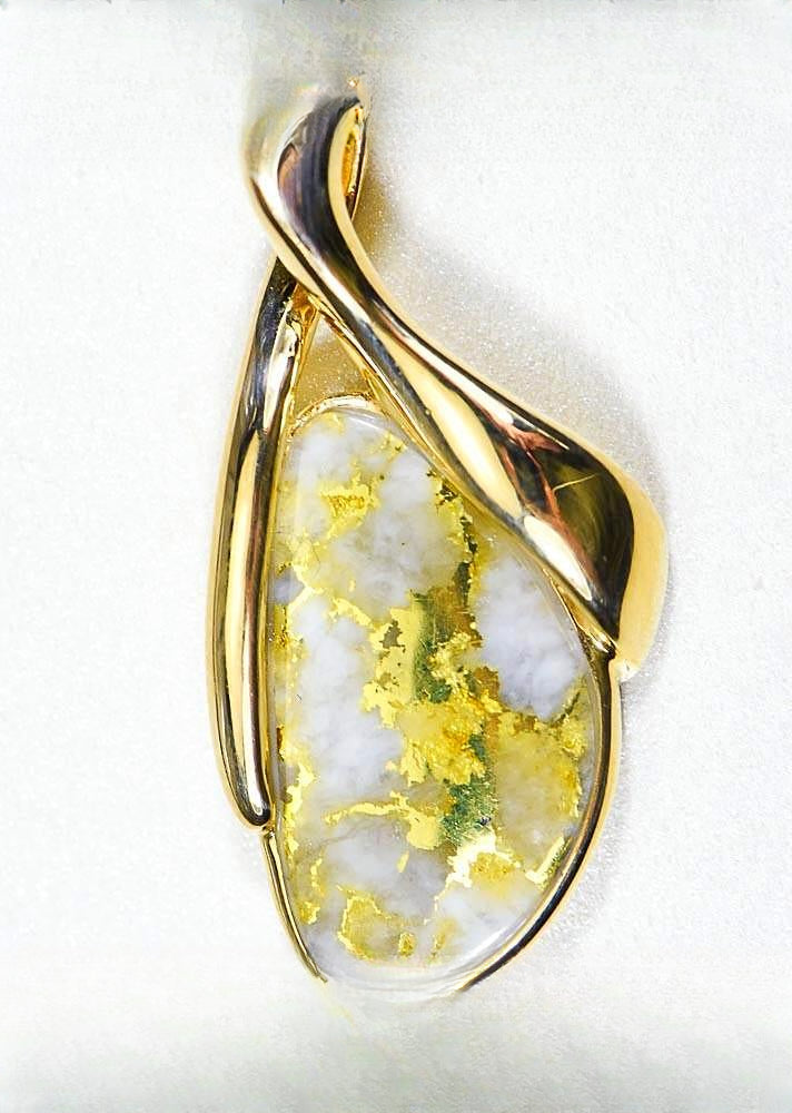 Gold Quartz Pendant "Orocal" PN827QX Genuine Hand Crafted Jewelry - 14K Gold Yellow Gold Casting