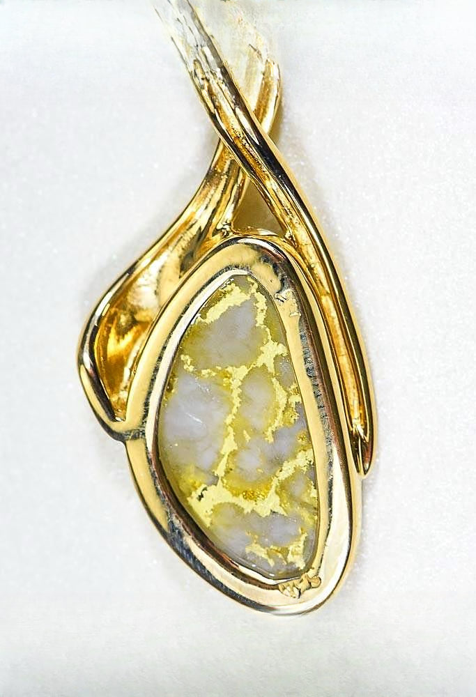 Gold Quartz Pendant "Orocal" PN827QX Genuine Hand Crafted Jewelry - 14K Gold Yellow Gold Casting