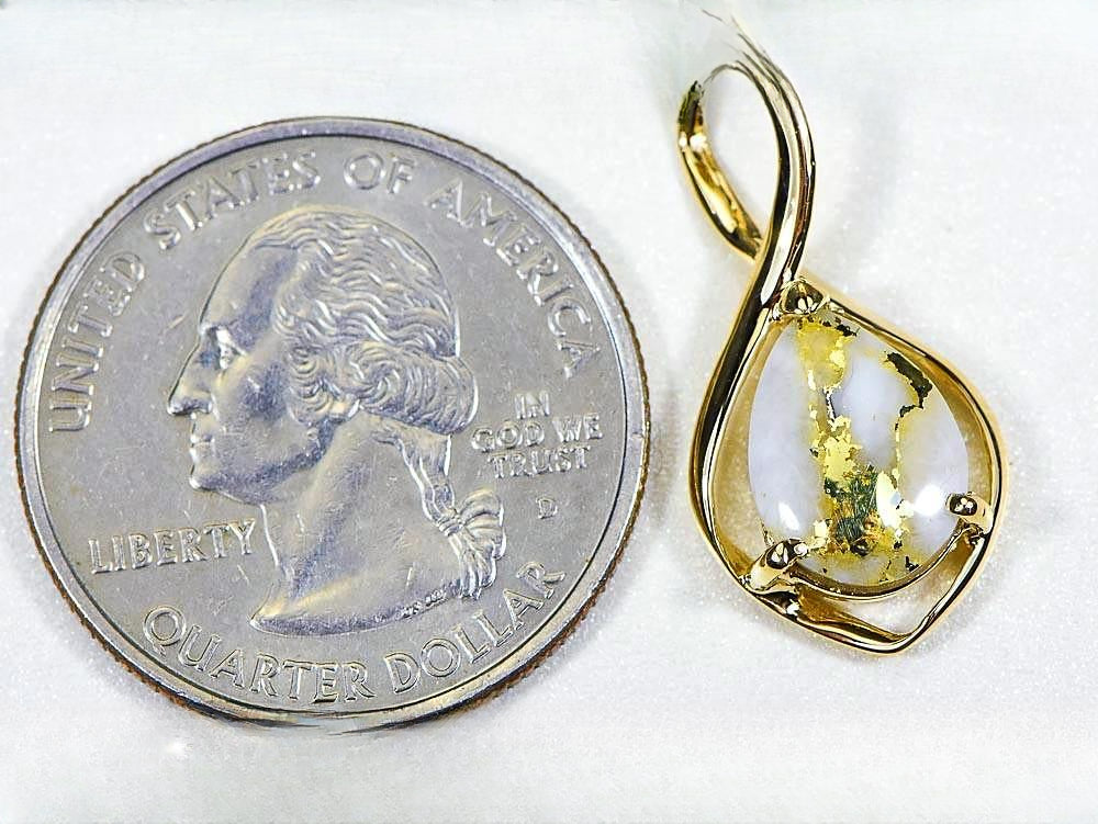 Gold Quartz Pendant "Orocal" PN868QX Genuine Hand Crafted Jewelry - 14K Gold Yellow Gold Casting