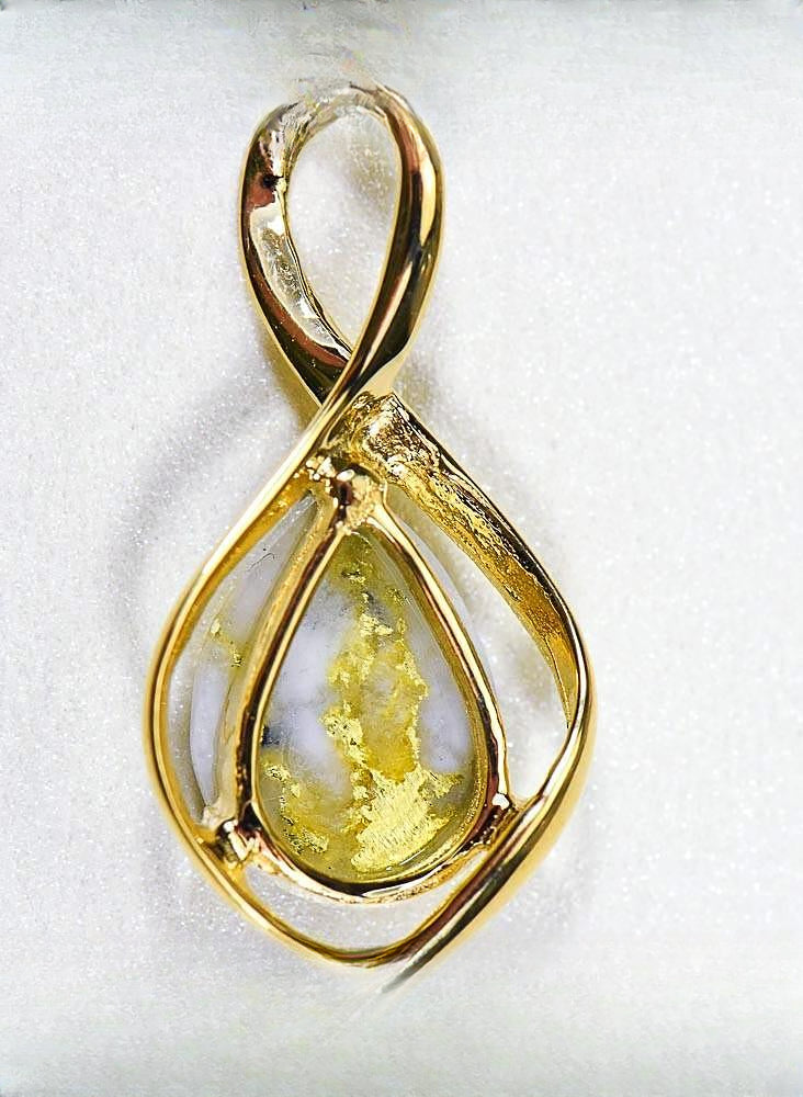 Gold Quartz Pendant "Orocal" PN868QX Genuine Hand Crafted Jewelry - 14K Gold Yellow Gold Casting