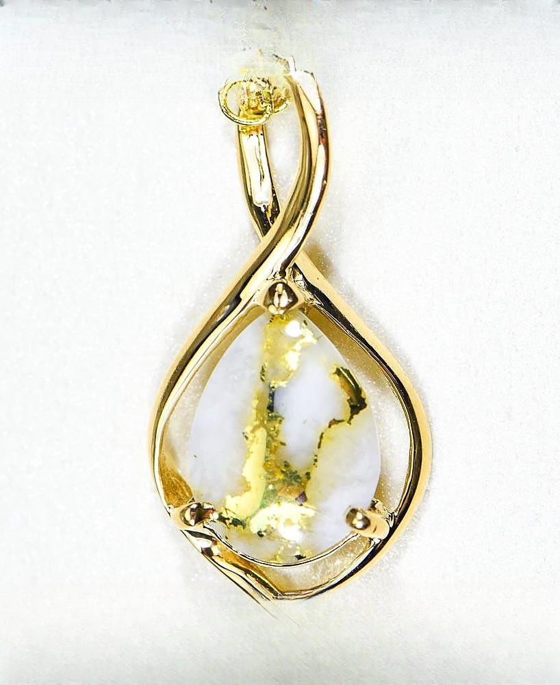 Gold Quartz Pendant "Orocal" PN868QX Genuine Hand Crafted Jewelry - 14K Gold Yellow Gold Casting