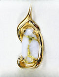 Gold Quartz Pendant "Orocal" PN784LQX Genuine Hand Crafted Jewelry - 14K Gold Yellow Gold Casting