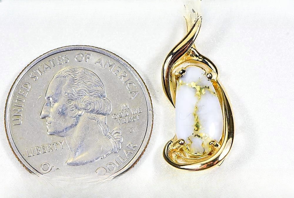 Gold Quartz Pendant "Orocal" PN784LQX Genuine Hand Crafted Jewelry - 14K Gold Yellow Gold Casting